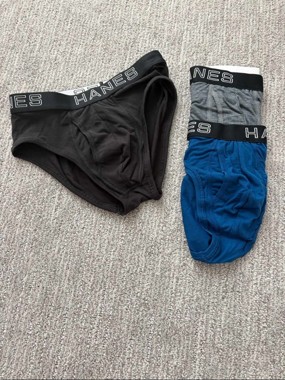 Hanes Men's Briefs - Black, Gray & Blue - 3-Pack